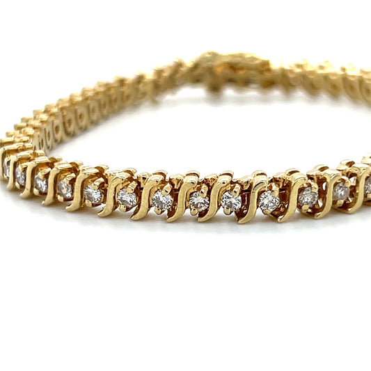 14K Yellow Gold Diamond 7.25" Bracelet; 2.0CTW; 18.5g