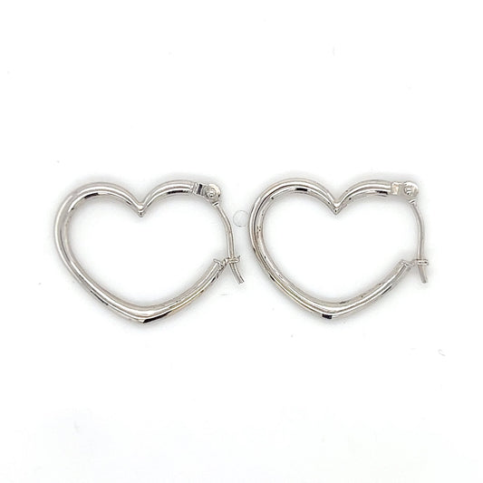 14K White Gold Heart Earrings; 0.4DWT; 0.6g