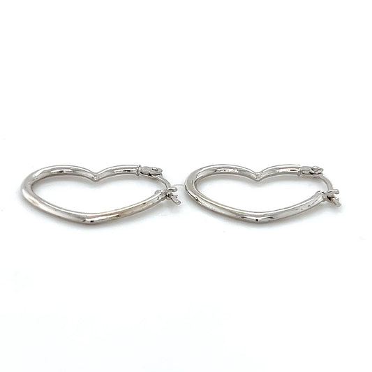 14K White Gold Heart Earrings; 0.4DWT; 0.6g