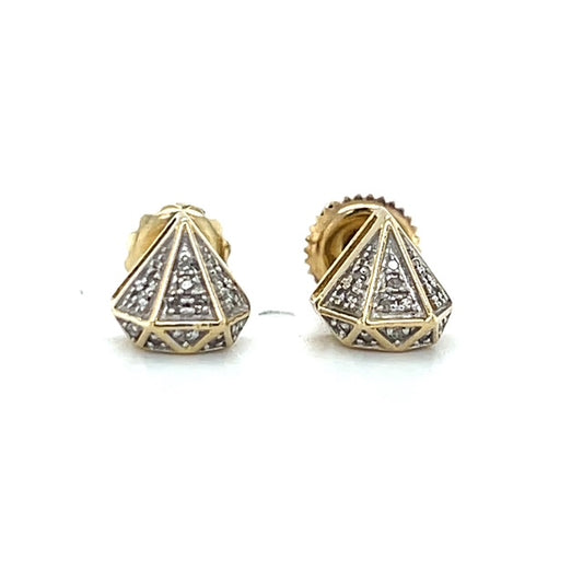 18K Two-Tone Gold Diamond Stud Earrings; 0.13CTW; 2.9g