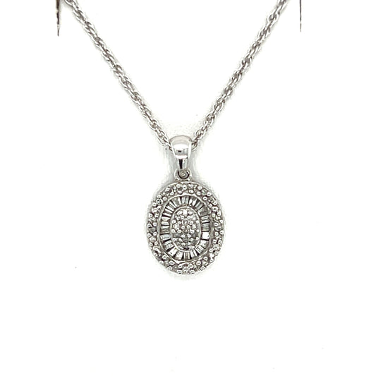 14K White Gold Diamond Pendant on 16" Chain Necklace