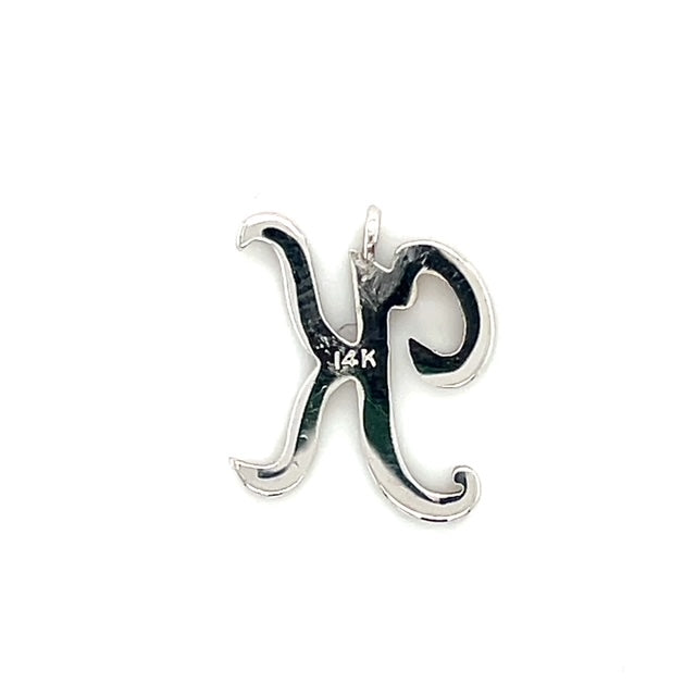 14K White Gold Diamond "K" Pendant; 0.10CTW; 1.9g