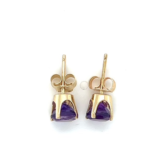 14K Yellow Gold Synthetic Amethyst Stud Earrings; 0.8DWT; 1.2g