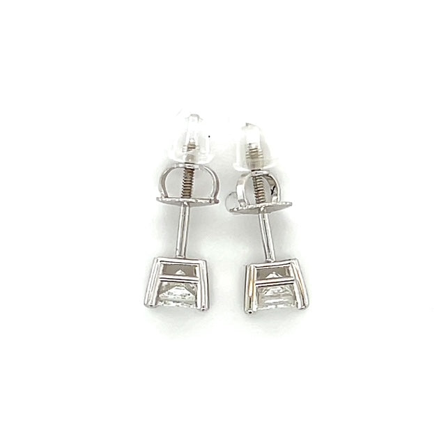 18K White Gold Diamond Stud Earrings; 0.75CTW