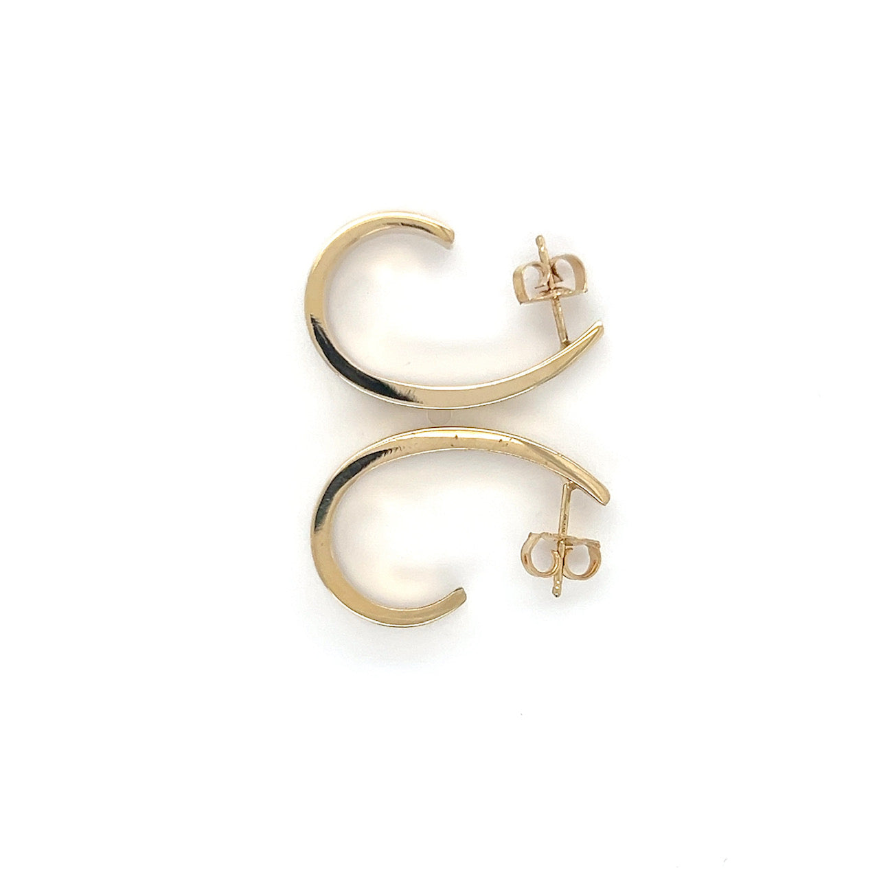 14K Yellow Gold C Shaped Earrings; 1.7DWT; 2.6g