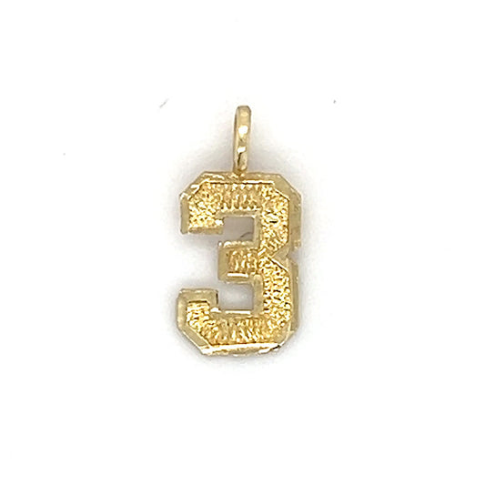 14K Yellow Gold "3" Pendant; 0.3g; 0.2DWT