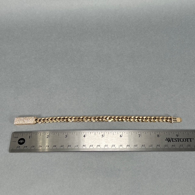 10K Yellow Gold Diamond 9" Cuban Bracelet; 0.75CTW; 35.6g