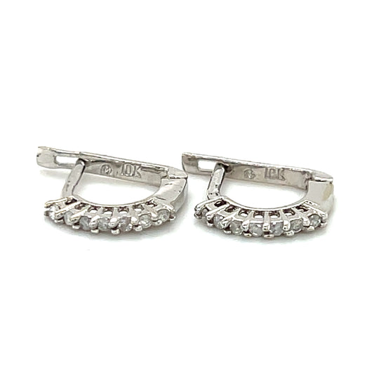 10K White Gold Diamond Earrings; 0.10CTW