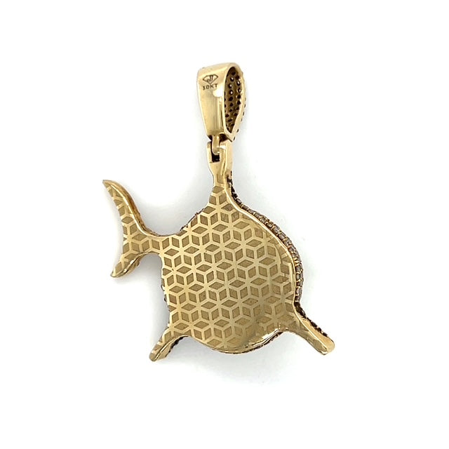 10K Yellow Gold Diamond Shark Pendant; 0.50 CTW; 7.3g