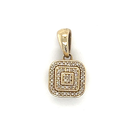 10K Yellow Gold Diamond Square Pendant; 0.10CTW; 1.5g