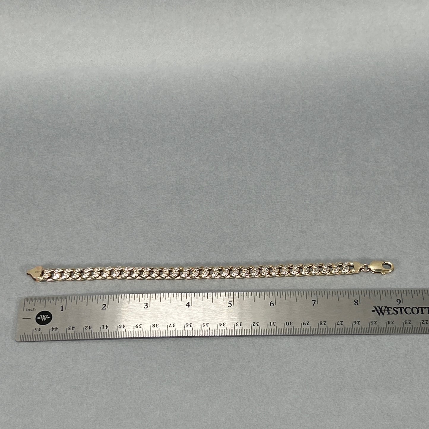 10K Two-Tone Gold 9" Cuban Bracelet; 12.2DWT; 19g