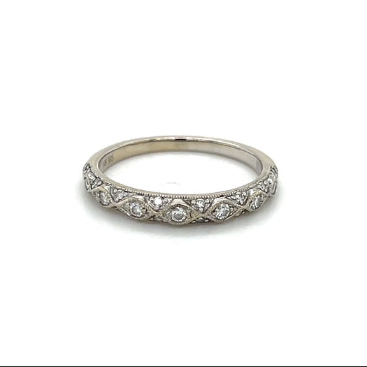 14K White Gold Diamond Lady's Fashion Ring; 0.10CTW; Size 6.5