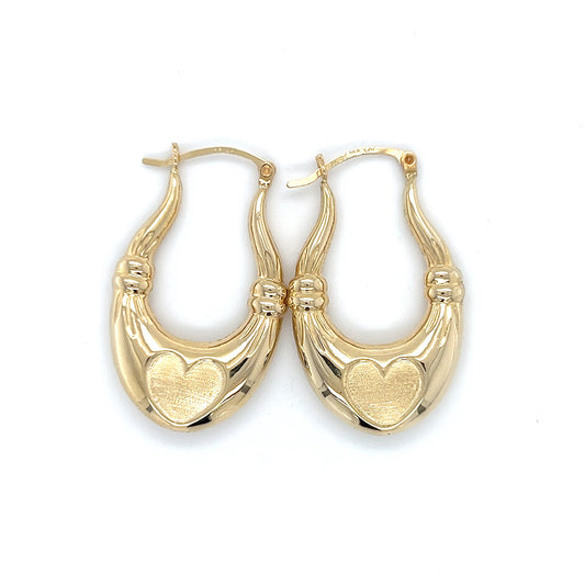14K Yellow Gold Heart Hoop Earrings; 2.3DWT; 3.6g