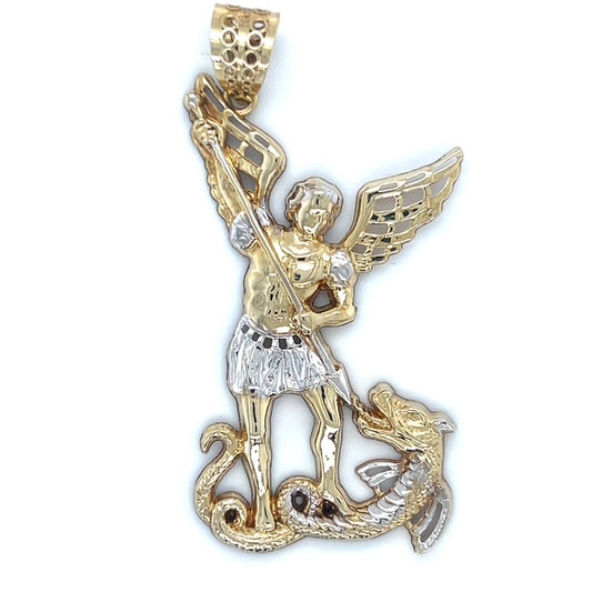 10K Two-Tone Gold St. Michael Pendant; 3.6DWT; 5.5g