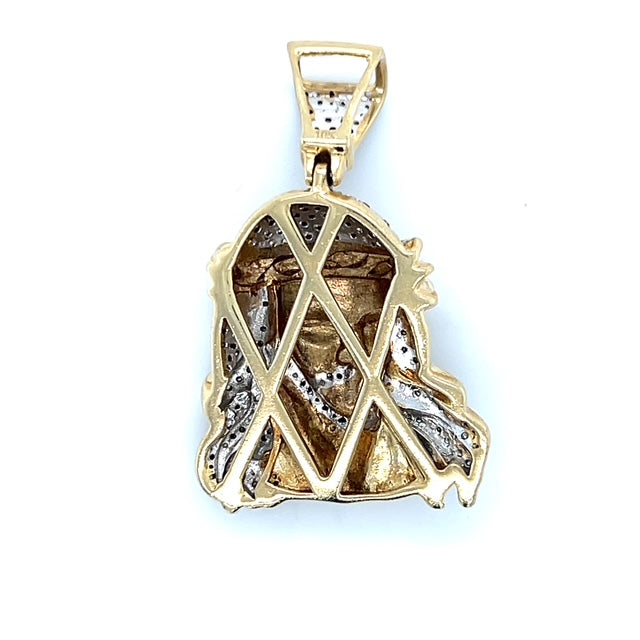 10K Two-Tone Gold Diamond Jesus Pendant; 0.25CTW; 9.3g