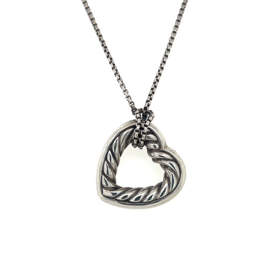 925 Sterling Silver David Yurman Cable Heart Necklace