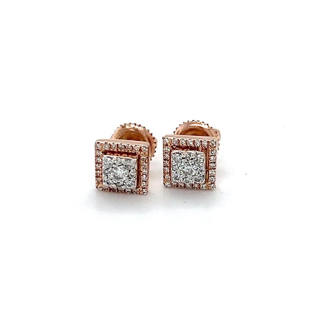 14K Rose Gold Diamond Earrings; 0.25CTW