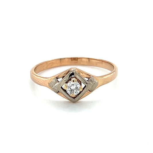 14K Rose Gold Diamond Lady's Fashion Ring; 0.10CTW; Size 6.5