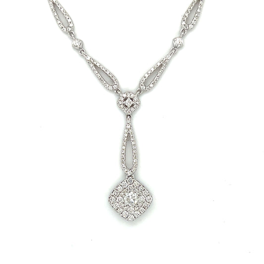 14K White Gold Diamond Pendant on 17" Chain Necklace; Effy