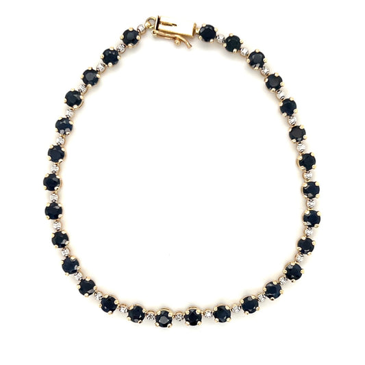 10K Yellow Gold Sapphire 7" Bracelet; 4.0DWT; 6.2g