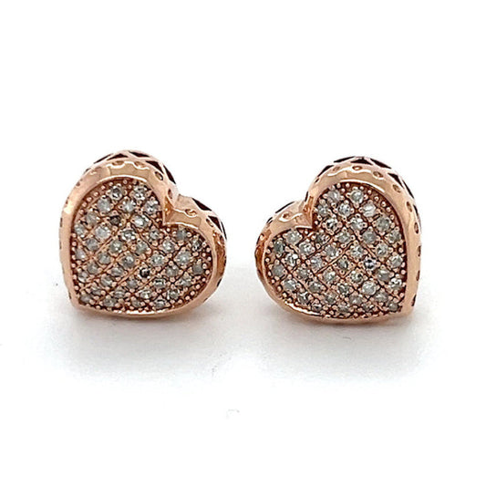 10K Rose Gold Diamond Heart Earrings; .25CTW; 2.6g