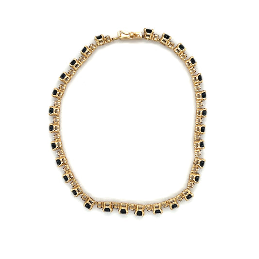 10K Yellow Gold Sapphire 7.5" Bracelet; 4.4DWT; 6.8g