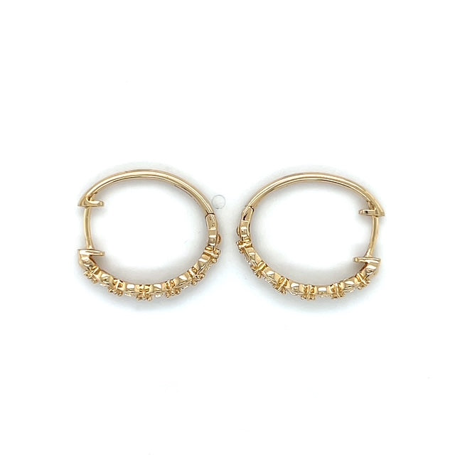 14K Yellow Gold Diamond Hoop Earrings; 0.33CTW; 3.3g