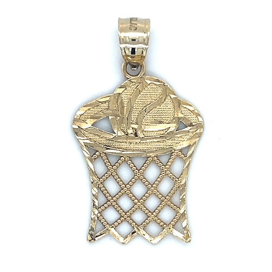 10K Yellow Gold Basketball Hoop Pendant; 1.1DWT; 1.8g