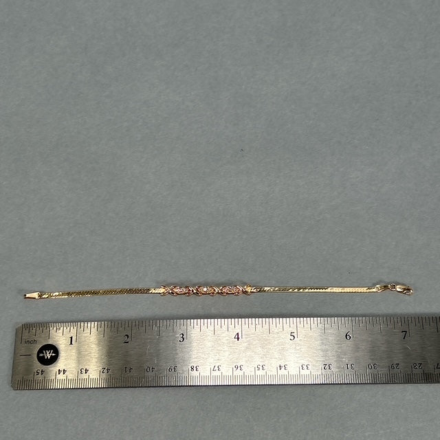 14K Yellow Gold Diamond 7" Bracelet; 2.9DWT; 0.25CTW; 4.6g