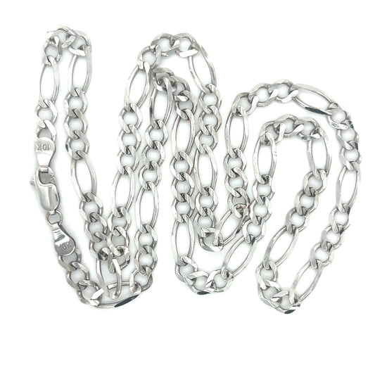 10K White Gold 22" Figaro Chain; 14.4g