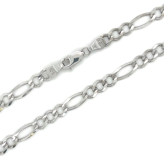 10K White Gold 22" Figaro Chain; 14.4g