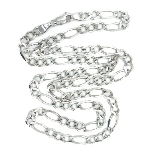 10K White Gold 22" Figaro Chain; 14.4g