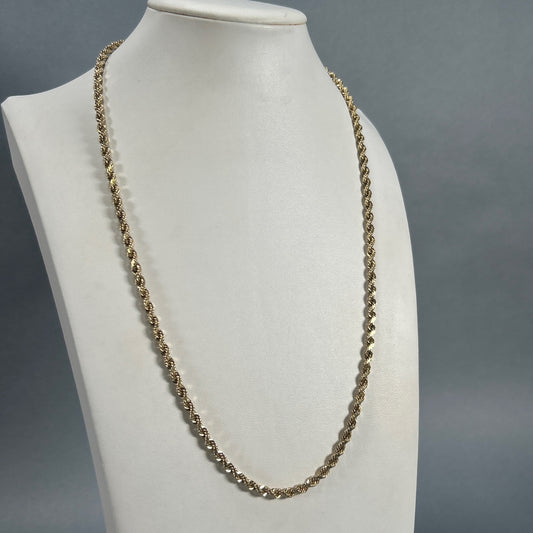10K Yellow Gold 24" Rope Chain; 16.4g