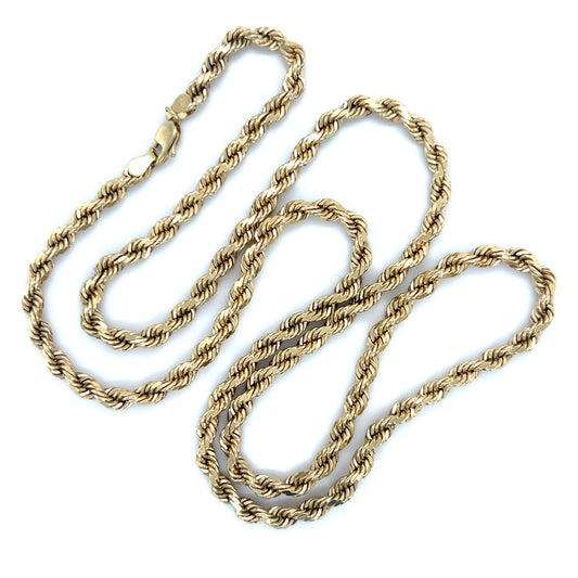 10K Yellow Gold 24" Rope Chain; 16.4g