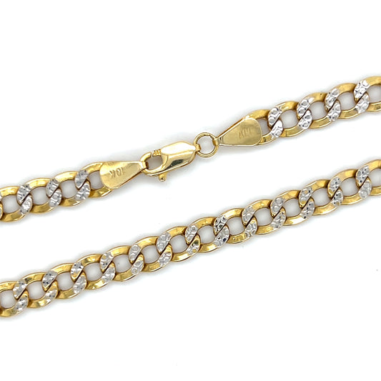 10K Two-Tone Gold 30" Curb Chain; 22.1g