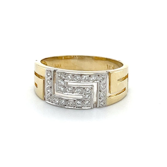 14K Two-Tone Gold CZ Unisex Ring; 4.1g; Size 8.75