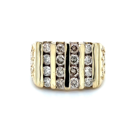 10K Yellow Gold Diamond Gentleman's Ring; 2.0CTW; 10.6g; Size 9