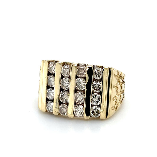 10K Yellow Gold Diamond Gentleman's Ring; 2.0CTW; 10.6g; Size 9