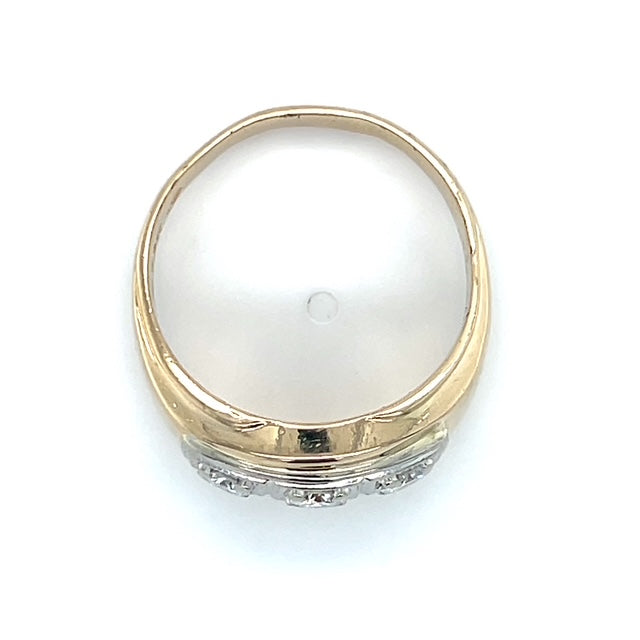 14K Two-Tone Gold Diamond Gentleman's Ring; 0.38CTW; 7.6g; Size 10