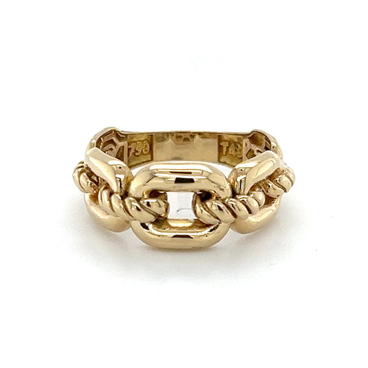 18K Yellow Gold Unisex Chain Ring; 2.3DWT; Size 7