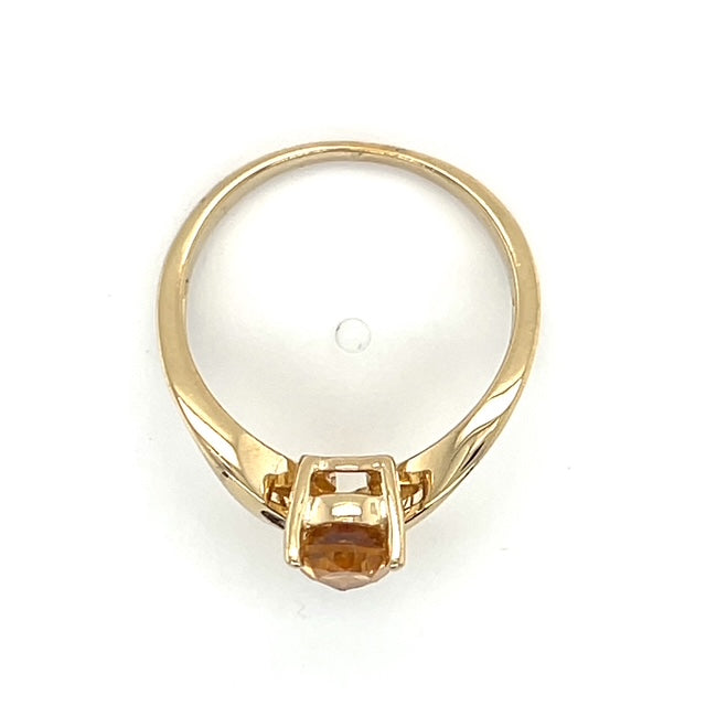 14K Yellow Gold Citrine & Diamond Accent Lady's Ring; 2.4DWT; Size 7