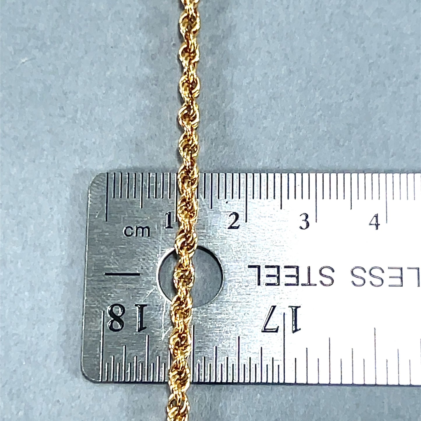 14K Yellow Gold 20” Rope Chain; 9.1DWT