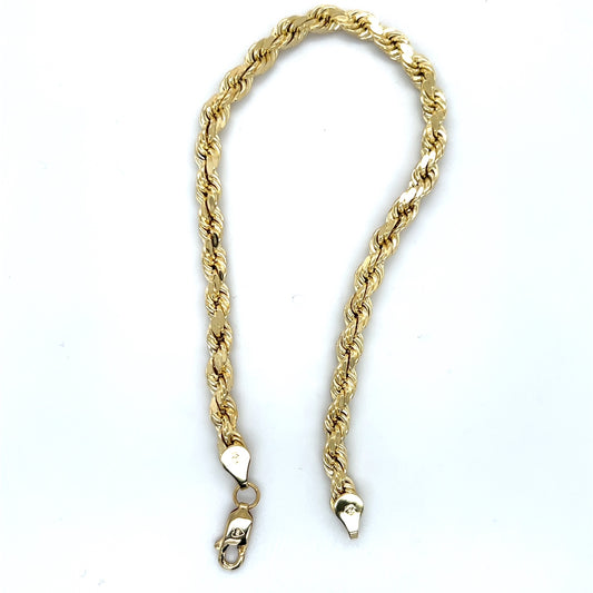 14K Yellow Gold 8" Rope Bracelet; 6g