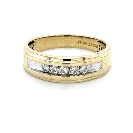 10K Yellow Gold Diamond Gentleman's Ring; 0.2CTW; 3.9g; Size 10