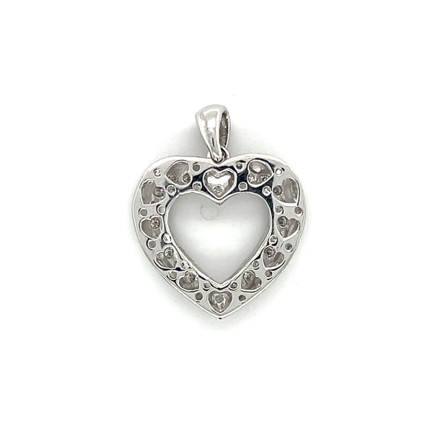 10K White Gold Diamond Heart Pendant; 0.2CTW; 2g