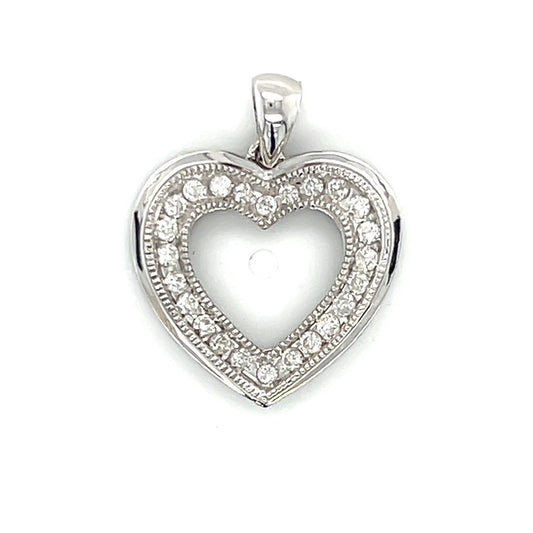 10K White Gold Diamond Heart Pendant; 0.2CTW; 2g