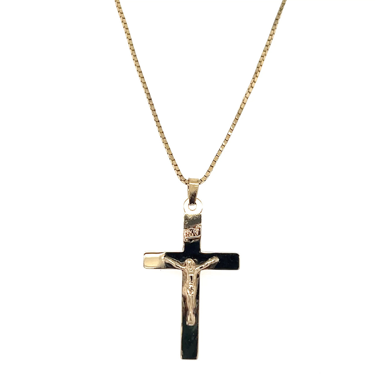 14K Yellow Gold 18" Necklace W/ Cross Pendant; 3.5g