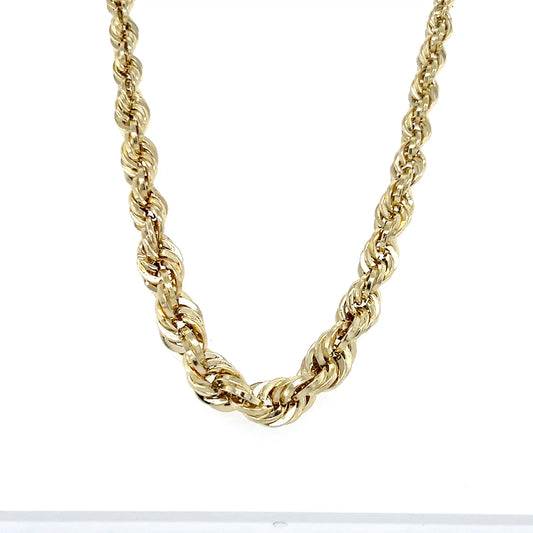 10K Yellow Gold 18" Graduated Rope Chain; 5.3g