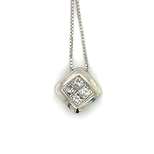14K White Gold Diamond 18" Necklace; 0.20CTW; 1.3DWT