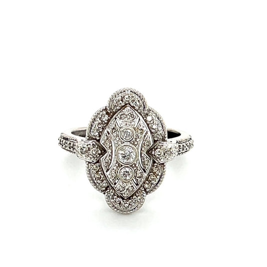 14K White Gold Diamond Lady's Fashion Ring; 0.25CTW; 4.3g; Size 8
